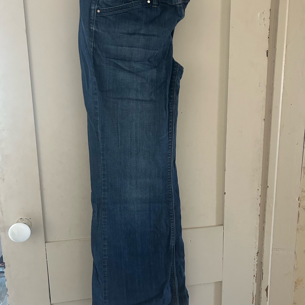 White House Black Market Women's Trouser/Wide-Leg Jeans - Dark Blue